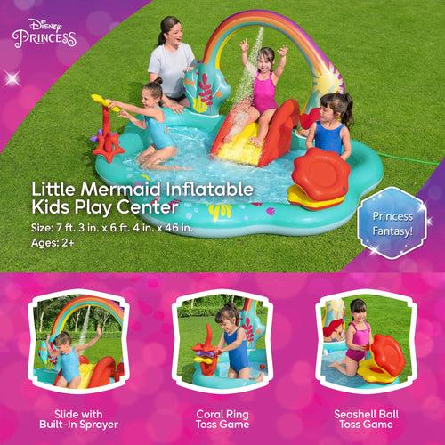 Disney Little Mermaid Inflatable Kids Water Play Center Backyard Activity Pool — image 2