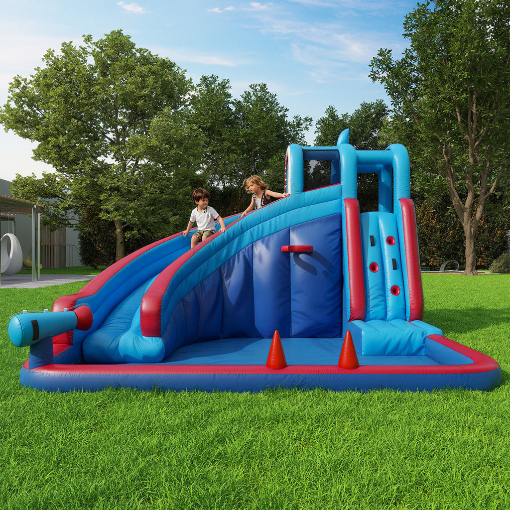 Lumen 24Ft Commercial Grade Inflatable Water Silde For Kids Adults, Heavy Duty Pvc Adult Water Slides With Large Airtight Water Pool, Black & White Waterslide With 1100W Blower For Outdoor
