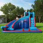 Lumen 24Ft Commercial Grade Inflatable Water Silde For Kids Adults, Heavy Duty Pvc Adult Water Slides With Large Airtight Water Pool, Black & White Waterslide With 1100W Blower For Outdoor