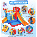 11.3' ×11.1' Inflatable Bounce House With Air Blower, Long Slide, Pool, Climbing Wall For Backyard Water Park Birthday Party