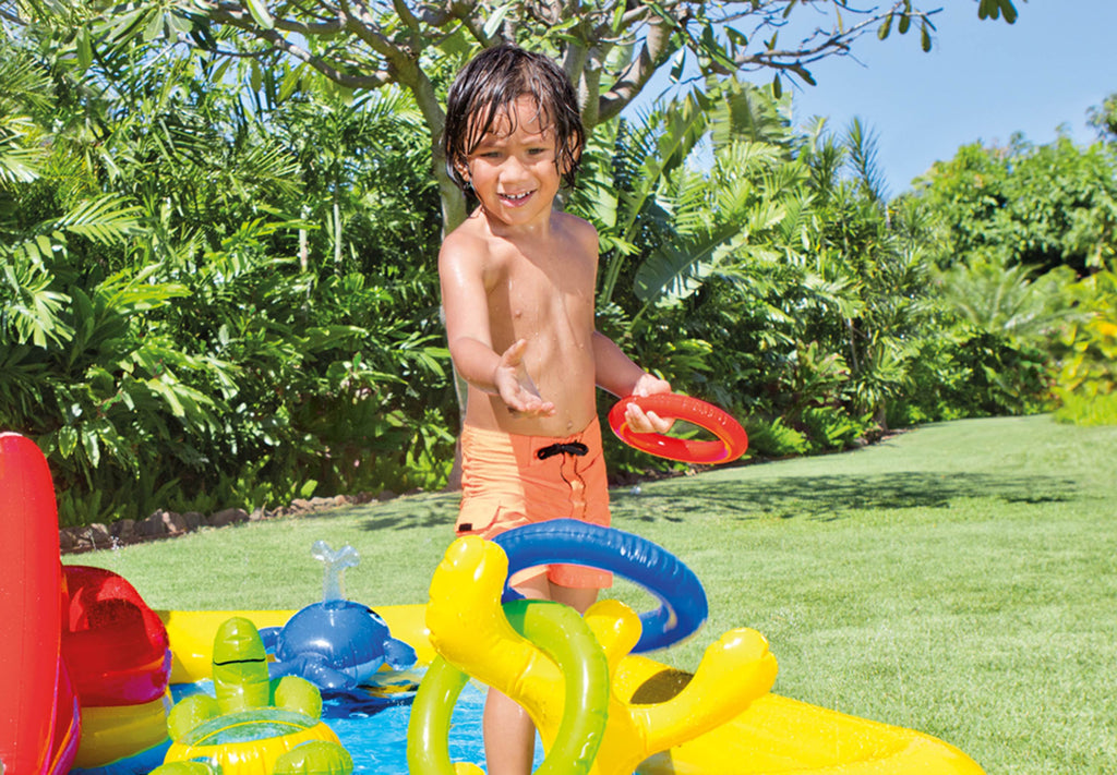 Intex 9.75ft x 6.33ft x 53in Inflatable Rainbow Play Pool and Ocean Play Pool — image 11