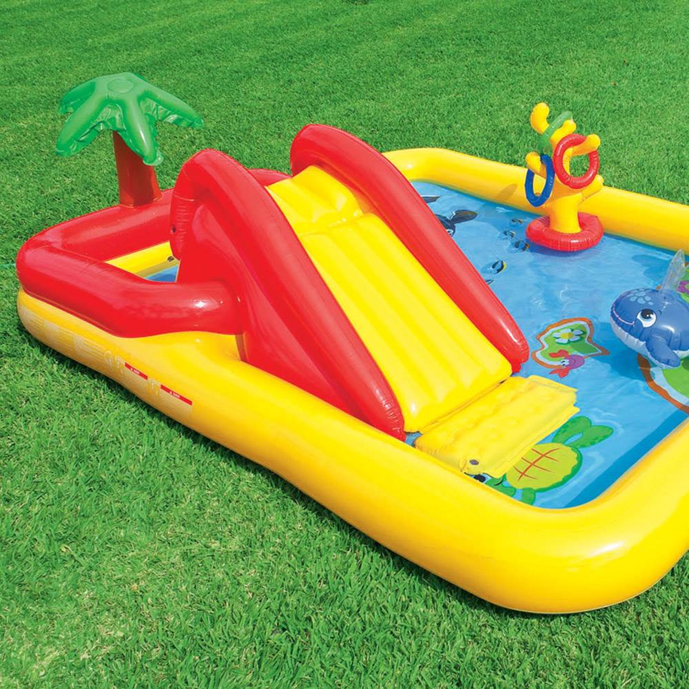 Intex 9.75ft x 6.33ft x 53in Inflatable Rainbow Play Pool and Ocean Play Pool — image 12
