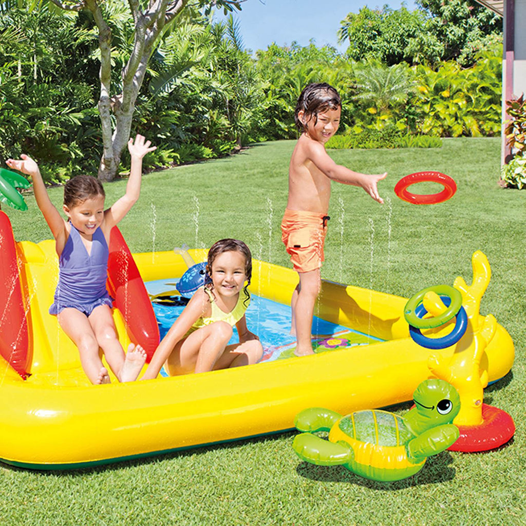 Intex 9.75ft x 6.33ft x 53in Inflatable Rainbow Play Pool and Ocean Play Pool — image 8