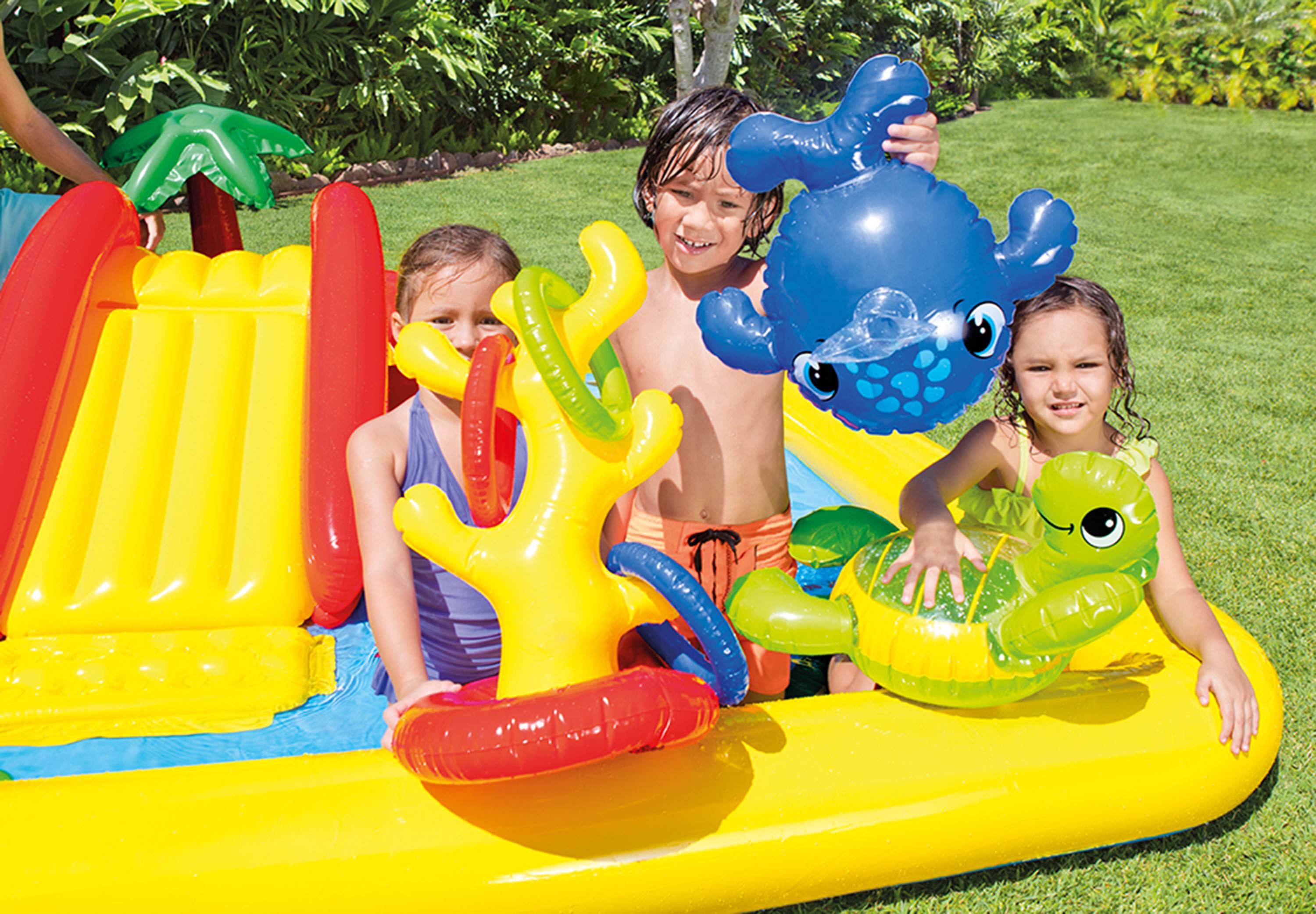 Intex 9.75ft x 6.33ft x 53in Inflatable Rainbow Play Pool and Ocean Play Pool — image 9
