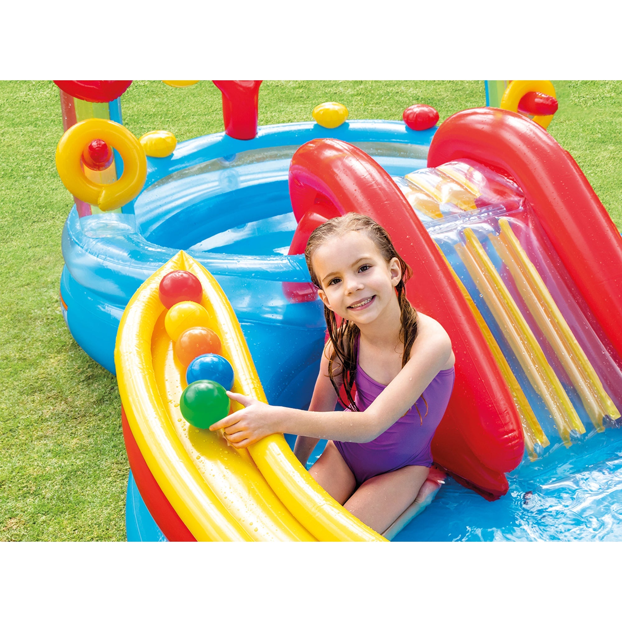 Intex 8ft x 6.25ft x 43in Dinosaur Play Pool & Inflatable Rainbow Play Pool — image 9