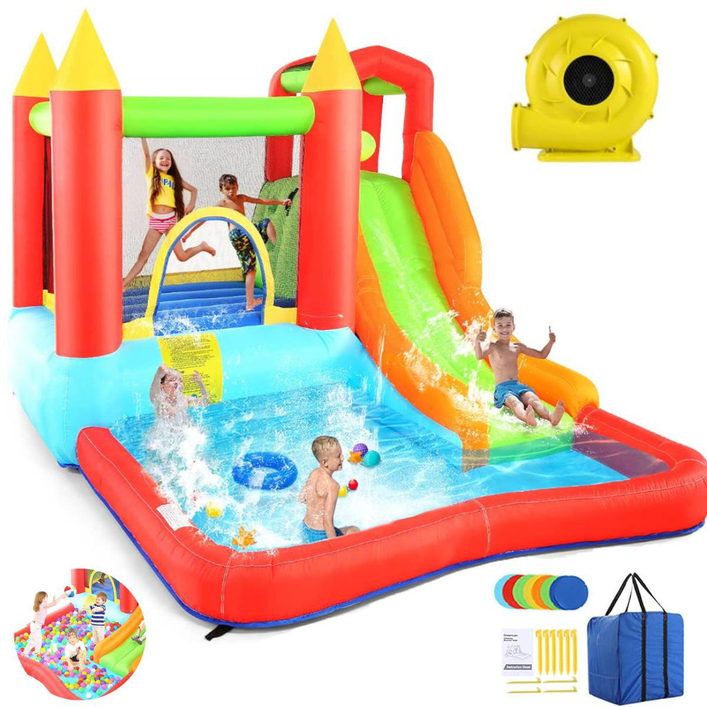 Lumen 18.9' x 12.6' Bounce House with Splash Pool and Air Blower