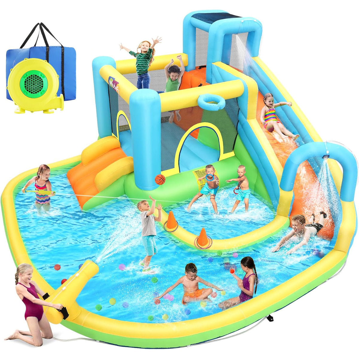 17.25' x 12.25' Bounce House with Water Slide and Air Blower