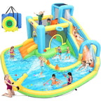 Adam 14.3'x14.3' Extra Large Inflatable Obstacle Bounce House Water Slides, Waterslide Jumping Castle With Kids Swimming Pool, Water Slides, Basketball Hoop For Kids Backyard Big Party