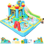 Lumen 6-in-1 Inflatable Water Slide with Splash Pool, Slide, Climbing Wall, Water Cannon, Inflatable Bounce House for Kids with Inflation and Air Blower