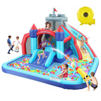 Adam 15.6ft x 11ft Inflatable Water Slide 13-in-1 Outdoor Inflatable Bounce House for Kids with 550W Blower, Splash Pool, Climbing Wall, 2 Water Cannons, Water Slides, Punching Game for Gift Backyard Party (Water Bounce House)