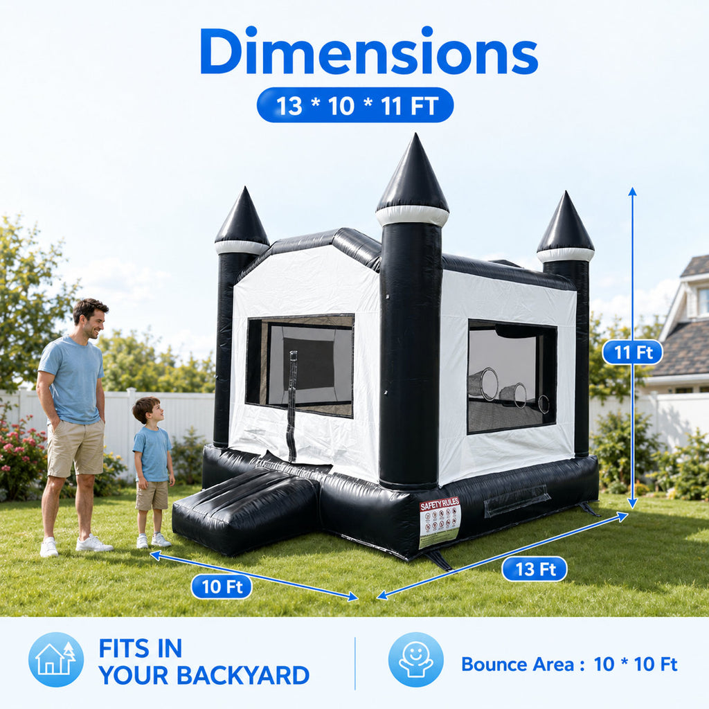 13' L x 10' W x 11' H Commercial-Grade Castle Bounce House with Blower for Kids & Adults