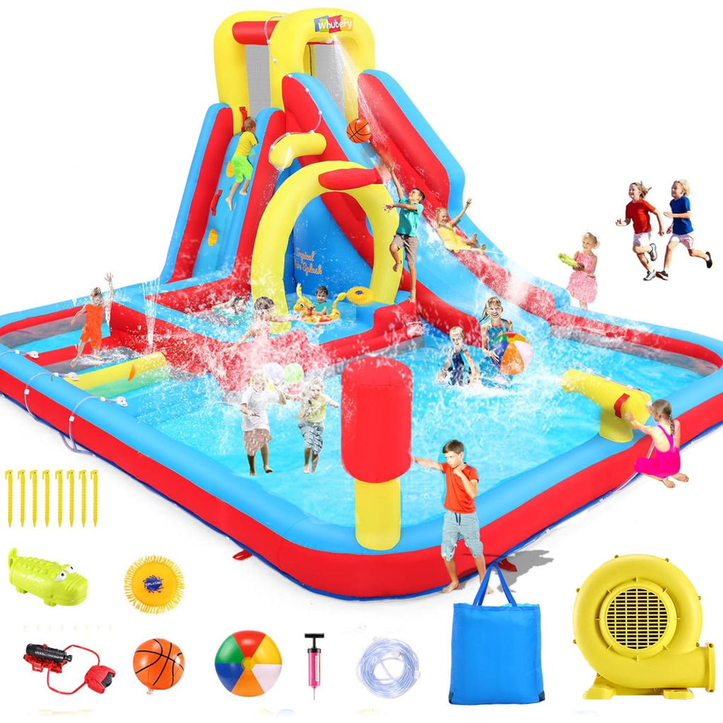 9.1' x 8.7' Inflatable Bounce House with Air Blower, Storage Bag, Stakes