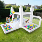 13' X 12.3' White Bounce House With Slide & Ball Pit & Air Blower