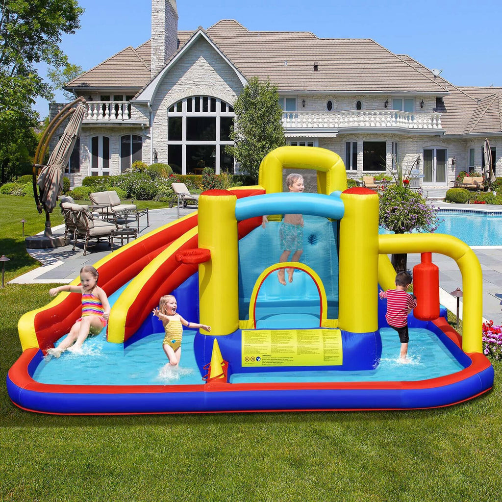 14.1' x 11.58' Bounce House with Water Slide and Air Blower