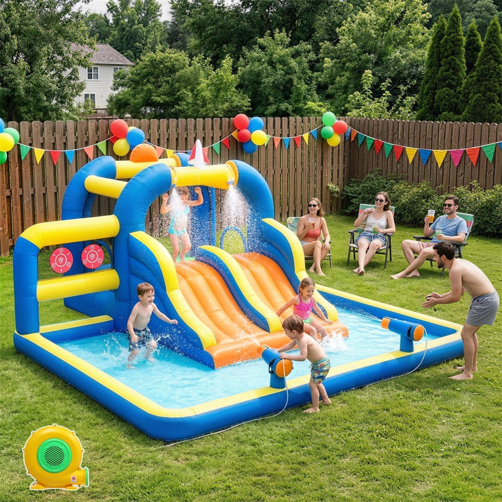 6'1" W x 15'5" D Bounce House with Water Slide and Air Blower