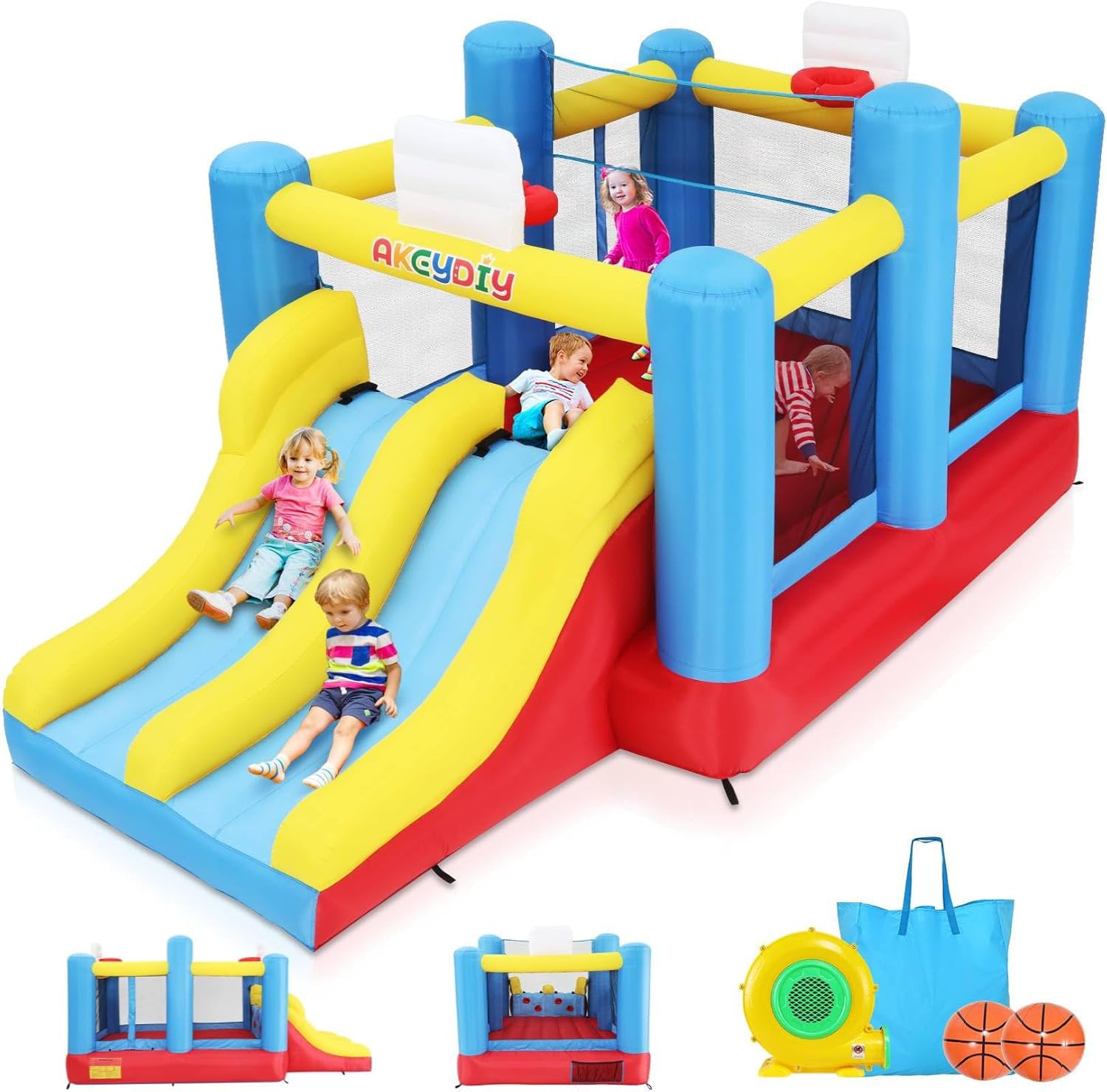15.1' X 7.9' Inflatable Bounce House Bouncy Castle Theme Park Double Slide