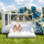 9FT Premium Oxford White Bounce House with Slide and Ball Pit