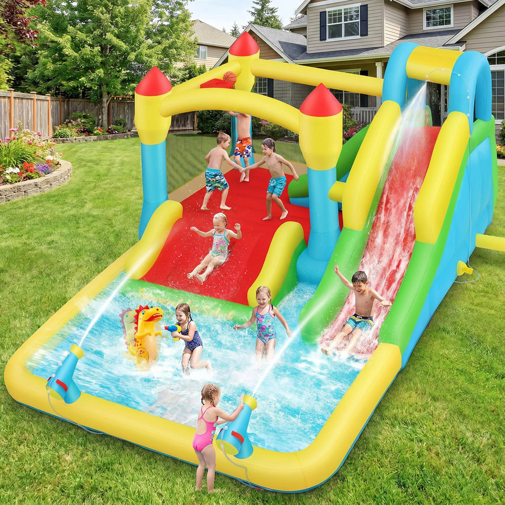 13' X 10' Giant Inflatable Water Slide Bounce House With Sprayers For Backyard Play