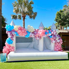 15' x 13' Commercial-Grade PVC White Bounce House with Slide, Ball Pit & 1100W Blower