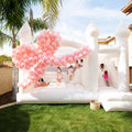 15' x 13' Commercial-Grade PVC White Bounce House with Slide and Air Blower for Parties