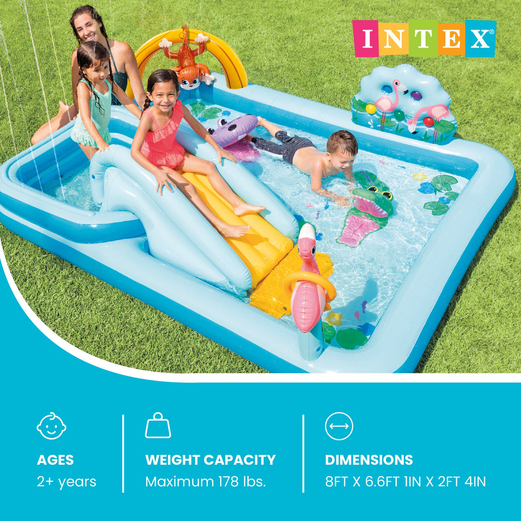 Intex 96" x 78" x 28" Inflatable Jungle Adventure Play Center Spray Kiddie Pool — image 2