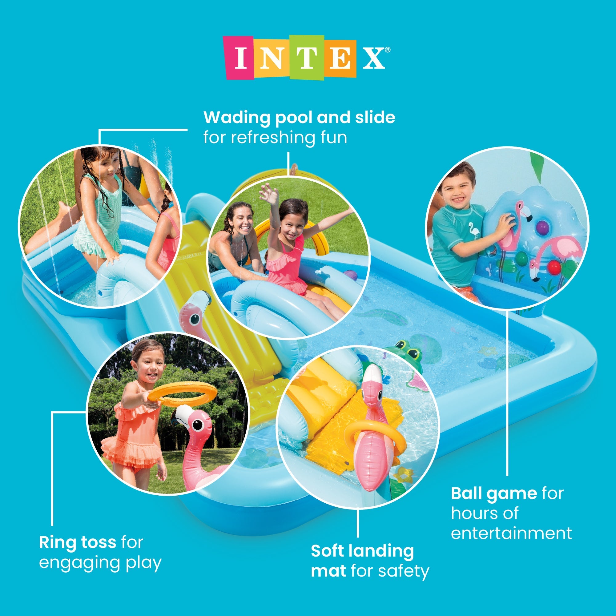 Intex 96" x 78" x 28" Inflatable Jungle Adventure Play Center Spray Kiddie Pool — image 3