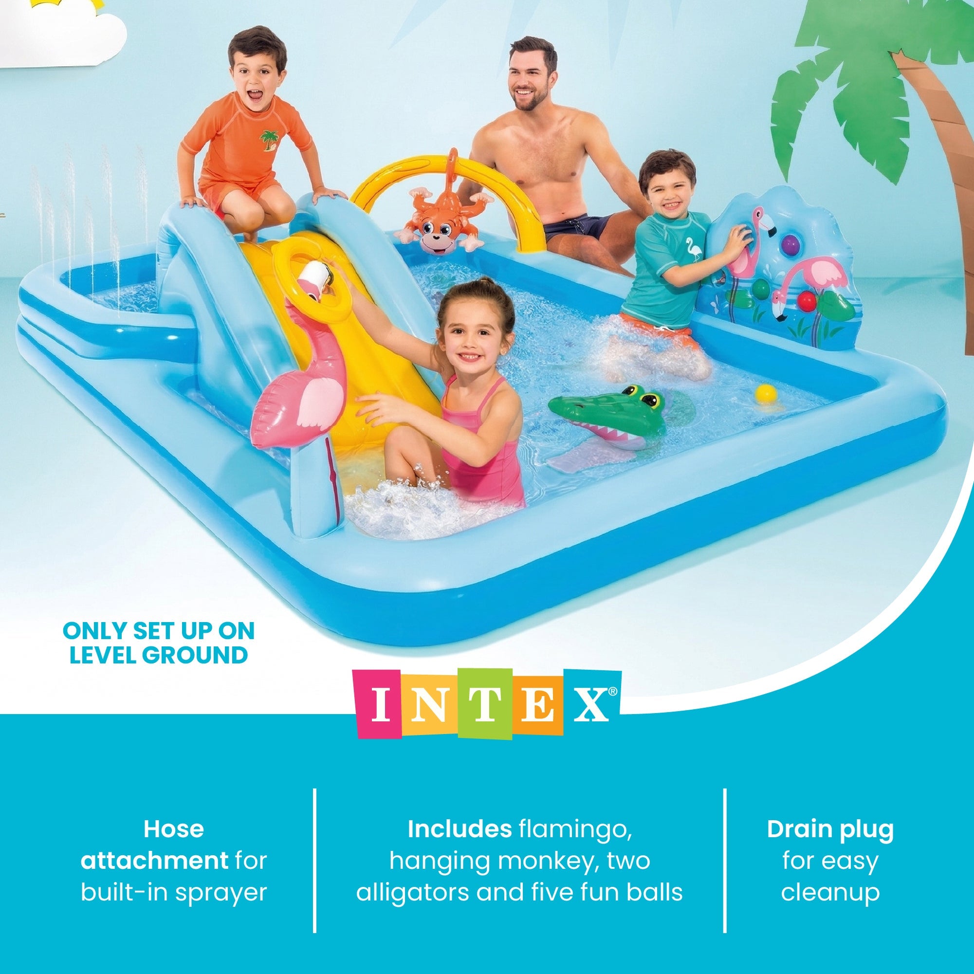 Intex 96" x 78" x 28" Inflatable Jungle Adventure Play Center Spray Kiddie Pool — image 5