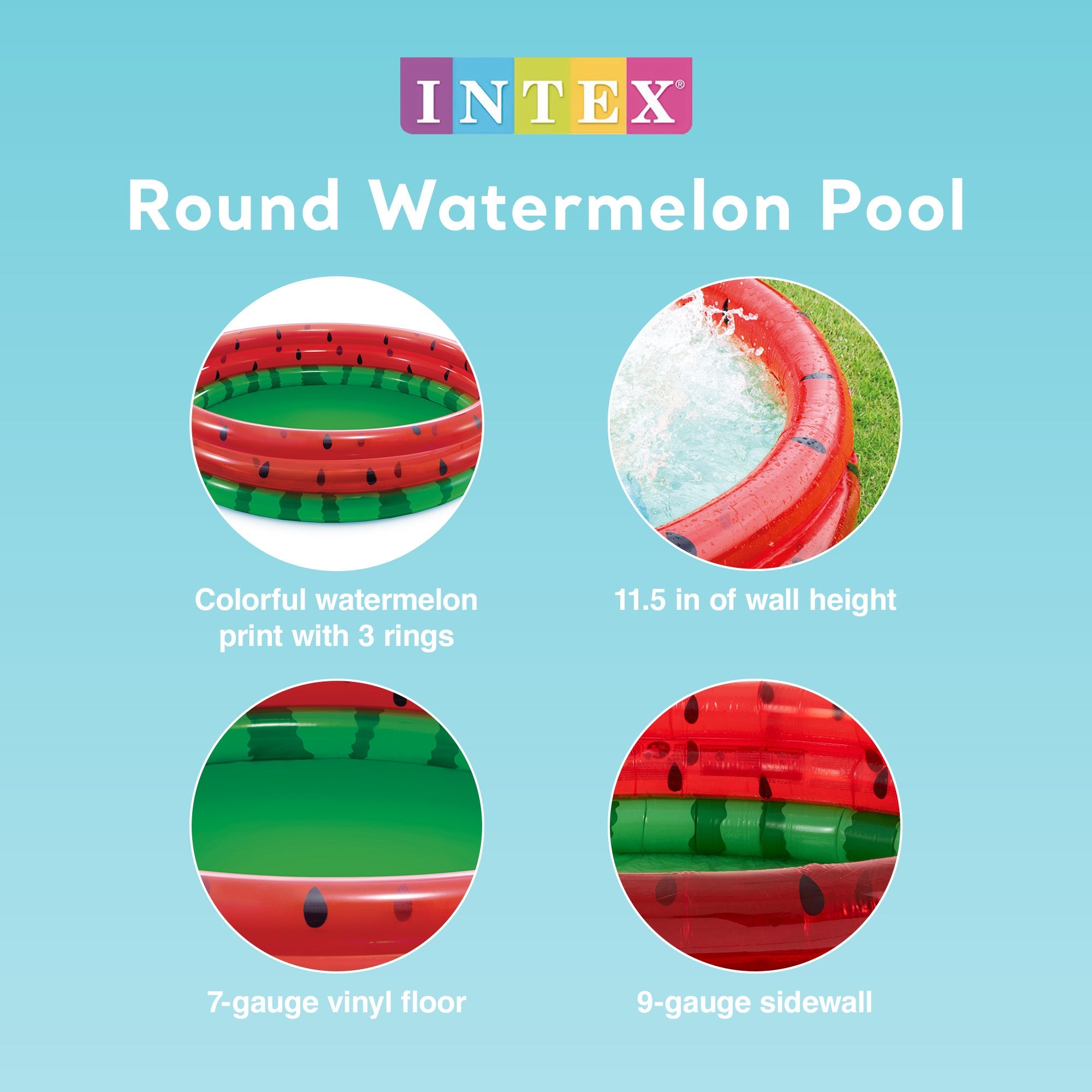 Intex 66-Inch Round Inflatable Outdoor Kids Swimming and Wading Watermelon Pool — image 2