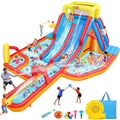 17.8' X 13.8' Giant Inflatable Water Slide Park, Large Waterslide Bounce House With Extra Long Slides, Splash Pool, Kiddie Pool For Kids Backyard Water Fun