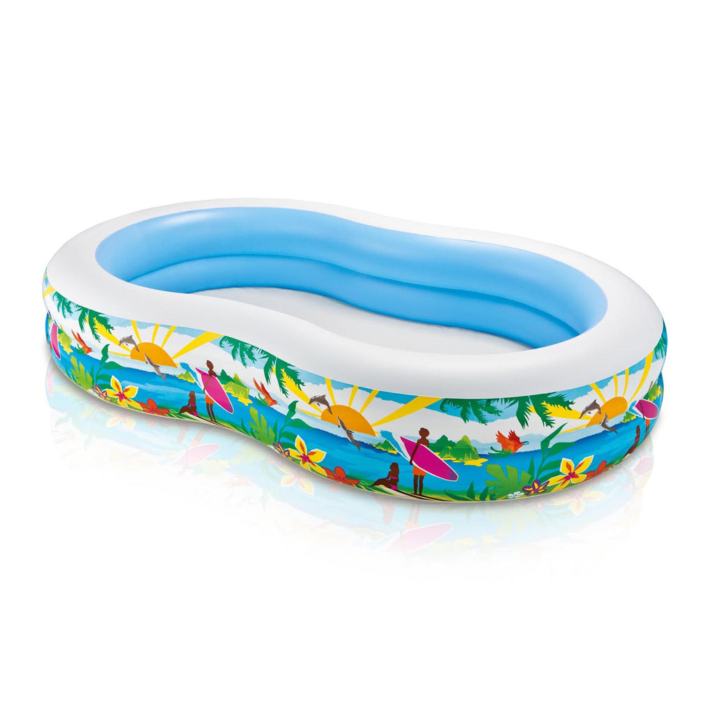 Intex 8.5’x5.25’x18” Seaside Paradise Inflatable Kiddie Pool & Electric Air Pump — image 2