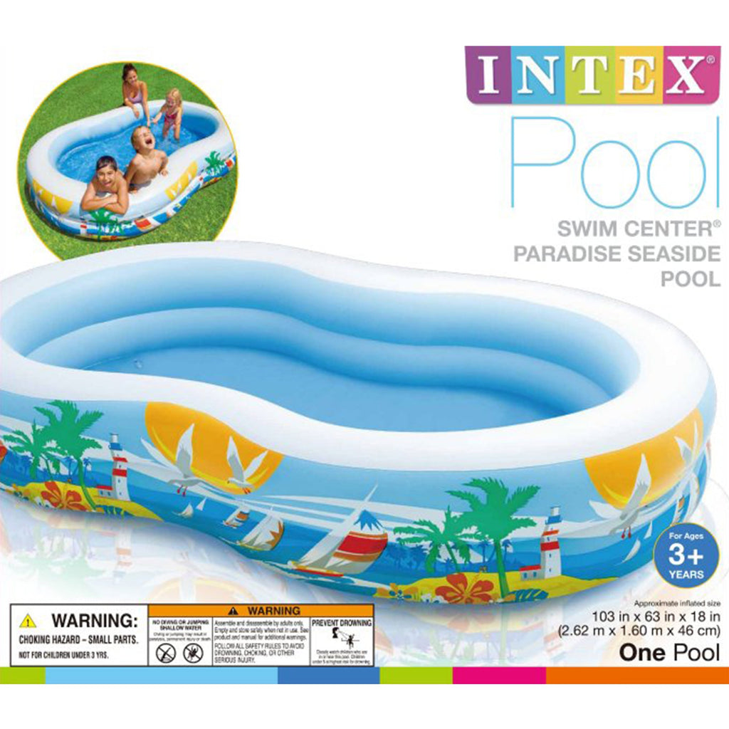 Intex 8.5’x5.25’x18” Seaside Paradise Inflatable Kiddie Pool & Electric Air Pump — image 9