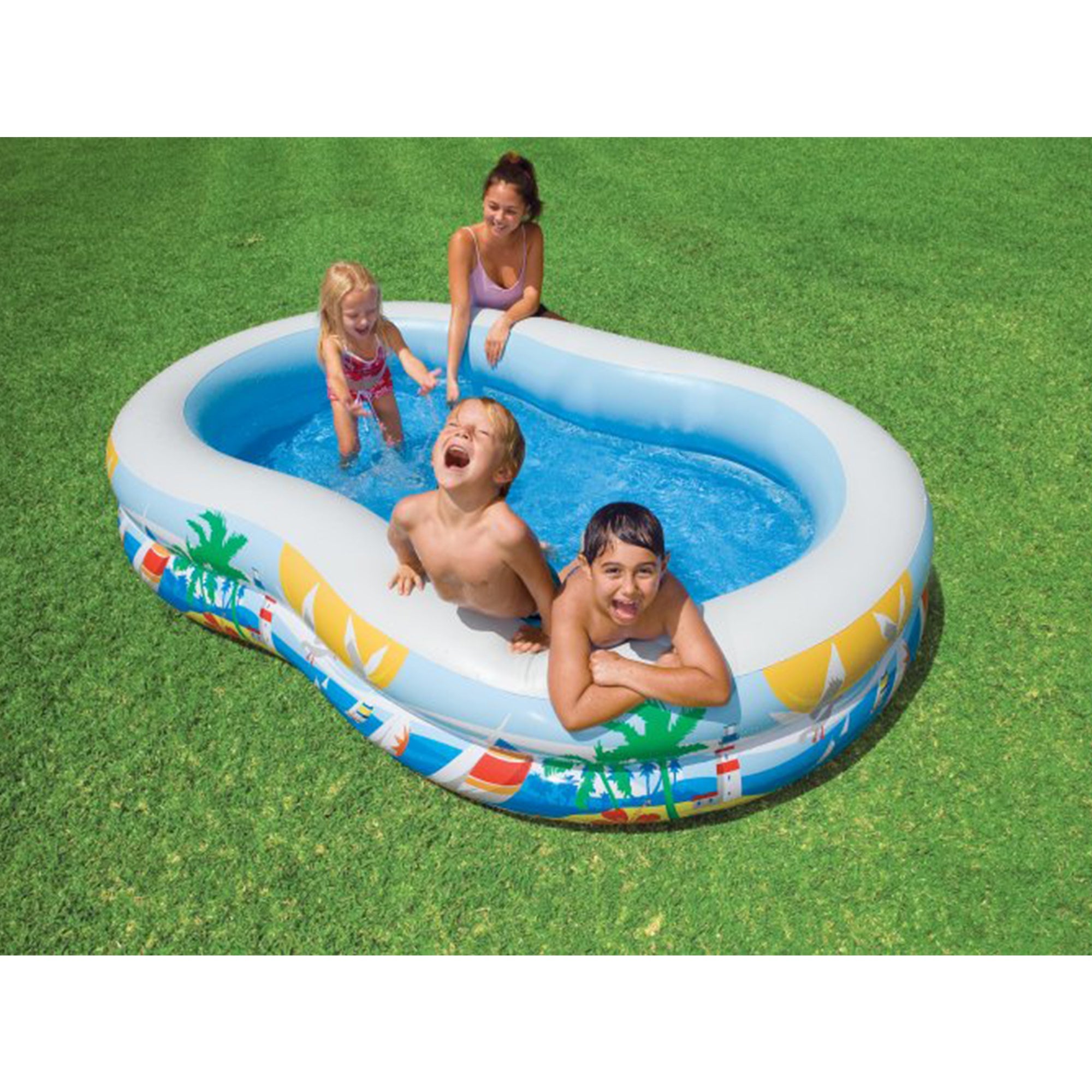 Intex 8.5’x5.25’x18” Seaside Paradise Inflatable Kiddie Pool & Electric Air Pump — image 10