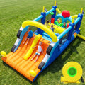 19.7 FT Dual-Lane Inflatable Racing Obstacle Course for Kids, Backyard Bounce House with Climbing Wall, Crawl Tunnel, Dual Slides, Target Toss Game, 750W Blower & 500 lbs Capacity