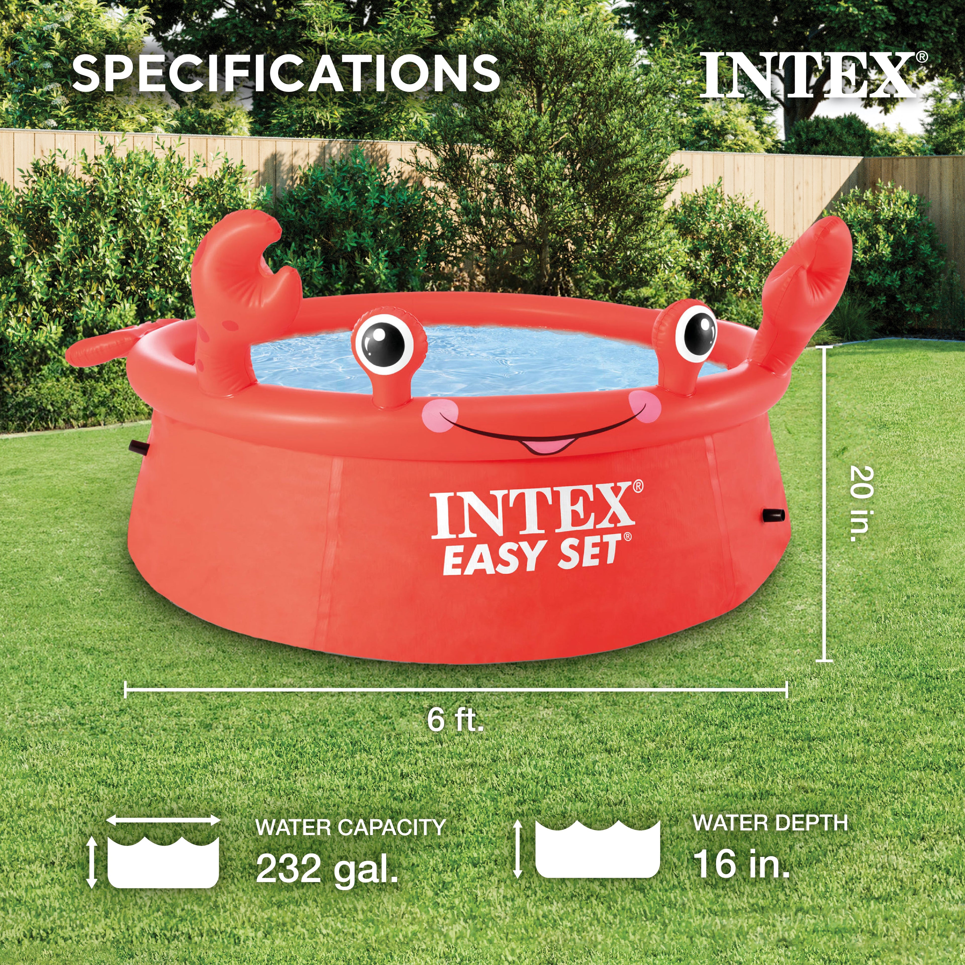 Intex 26100EH Happy Crab Easy Set 6ft x 20in Round Inflatable Ring Kiddie Pool — image 2