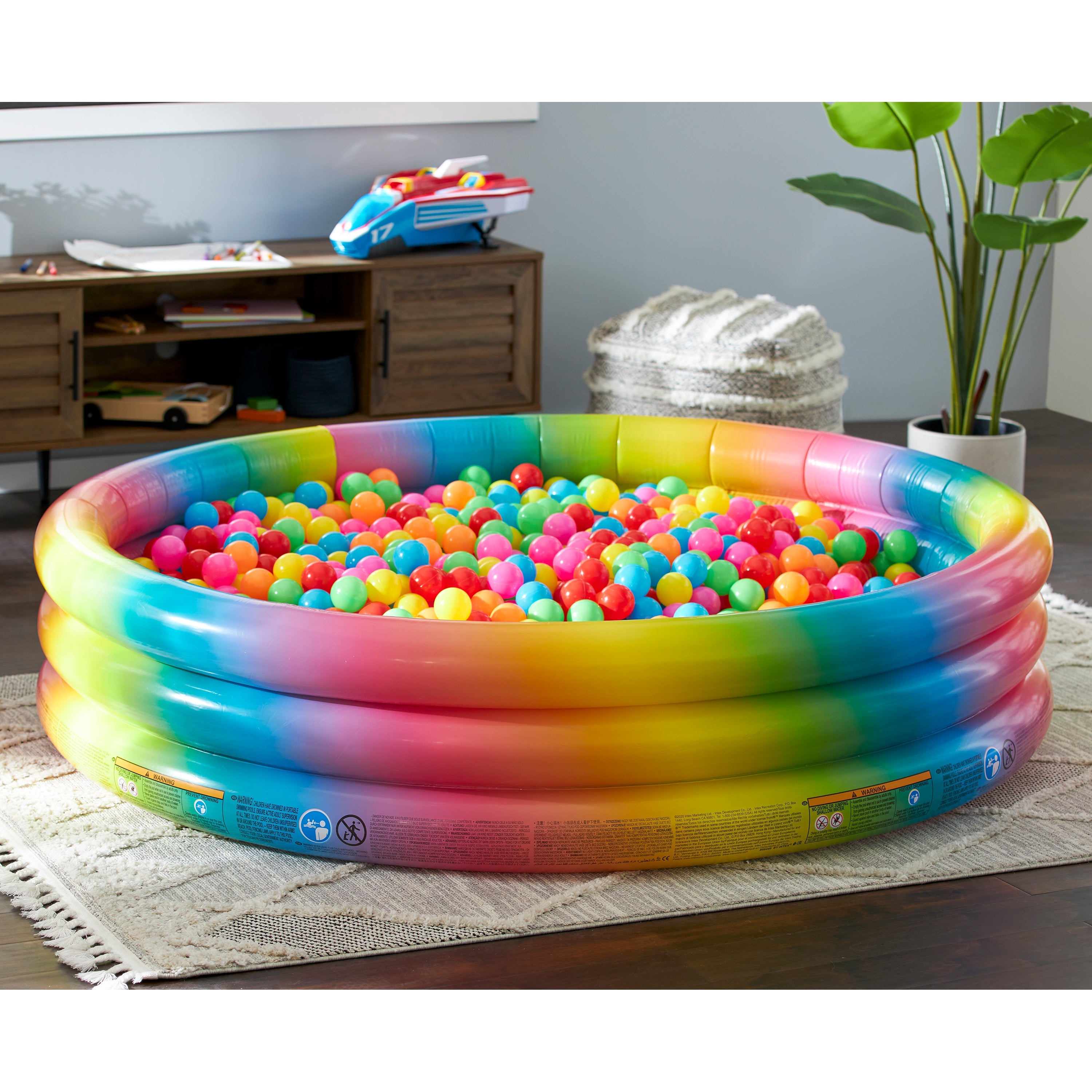 Intex 58449EP Rainbow Ombre 3 Ring Round Inflatable Kids Outdoor Swimming Pool — image 11