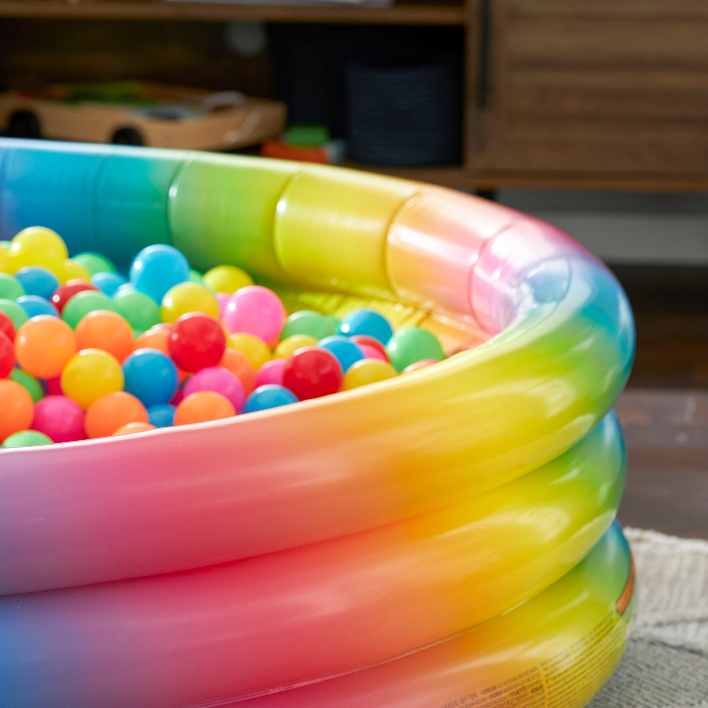 Intex 58449EP Rainbow Ombre 3 Ring Round Inflatable Kids Outdoor Swimming Pool — image 12