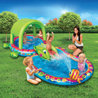 Banzai Shade N Slide Turtle Inflatable Outdoor Kiddie Splash Pool with Sprinkler — image 2