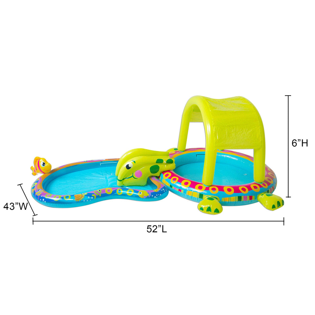 Banzai Shade N Slide Turtle Inflatable Outdoor Kiddie Splash Pool with Sprinkler — image 3