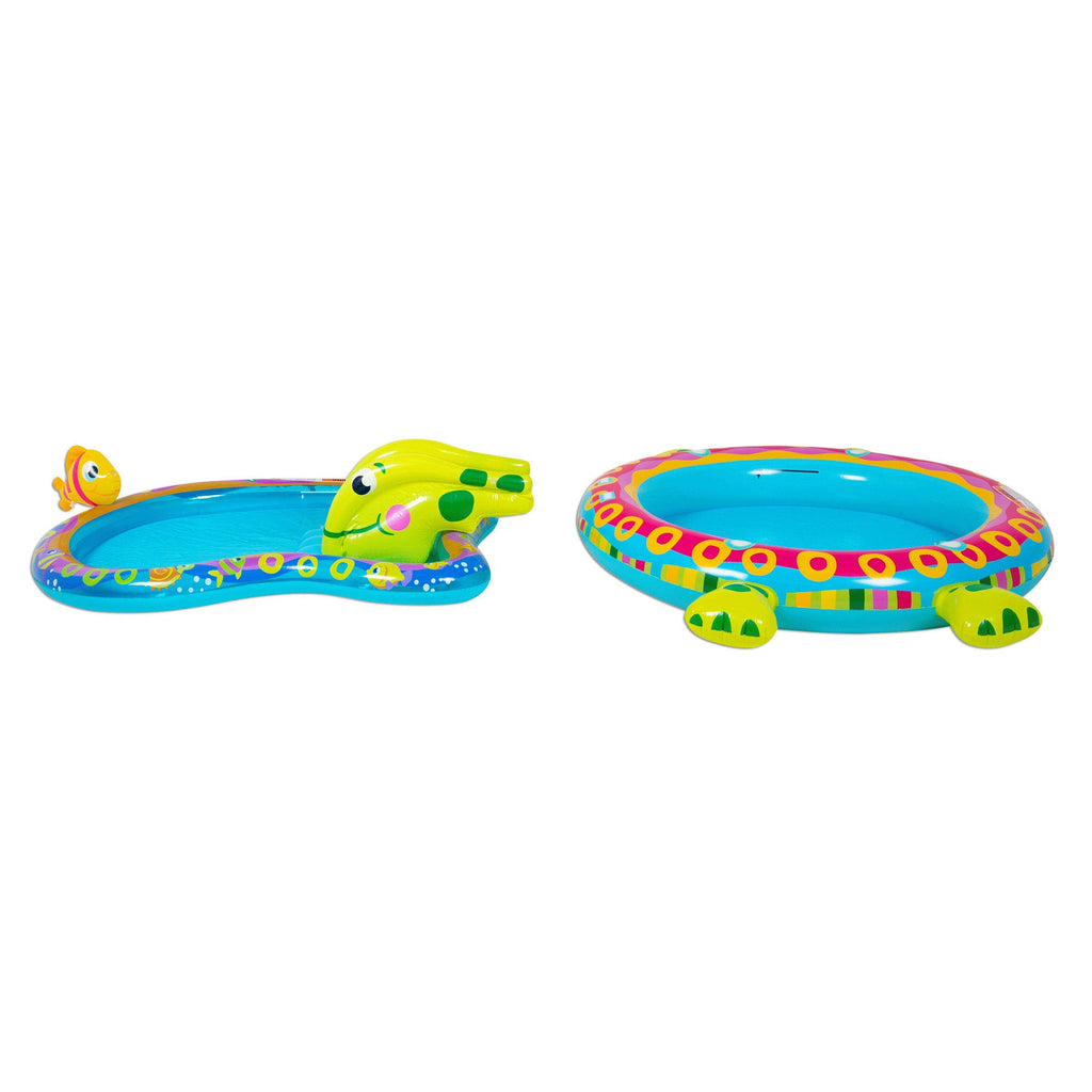 Banzai Shade N Slide Turtle Inflatable Outdoor Kiddie Splash Pool with Sprinkler — image 5