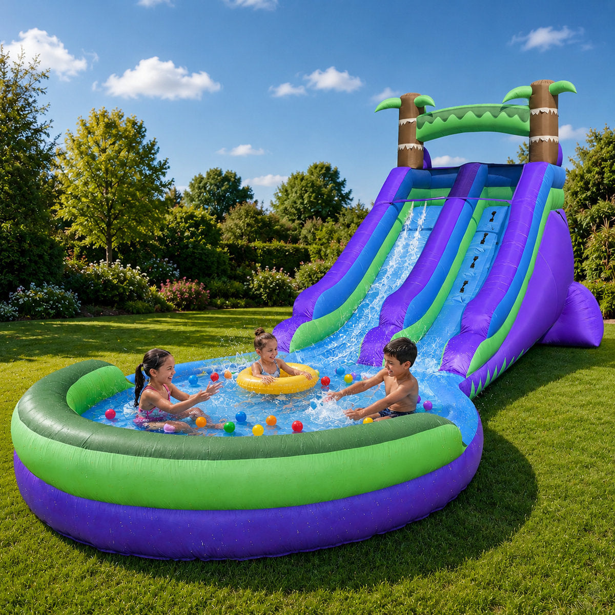 Lumen 17 ft Surf Beach Commercial Grade Water Slide (with Blower and Pool)