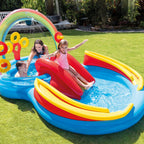 Intex 9.75 x 6.3 Foot Rainbow Slide Inflatable Pool and Water Slide Ring Center — image 7