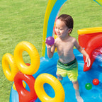 Intex 9.75 x 6.3 Foot Rainbow Slide Inflatable Pool and Water Slide Ring Center — image 11