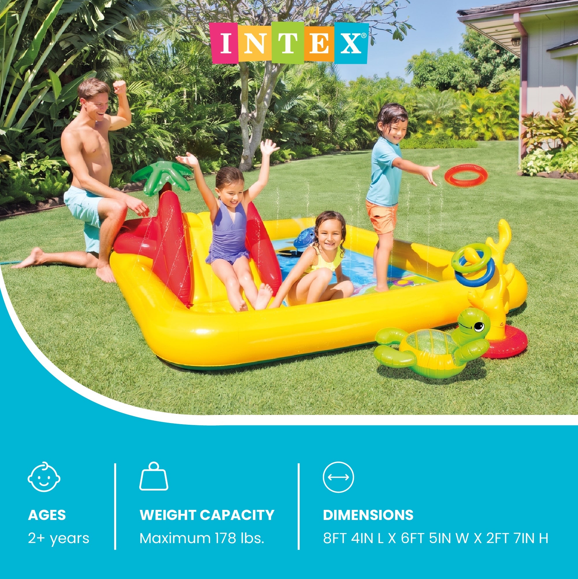 Intex 100"x77" Inflatable Ocean Play Center Backyard Toddler Kiddie Pool & Games — image 2