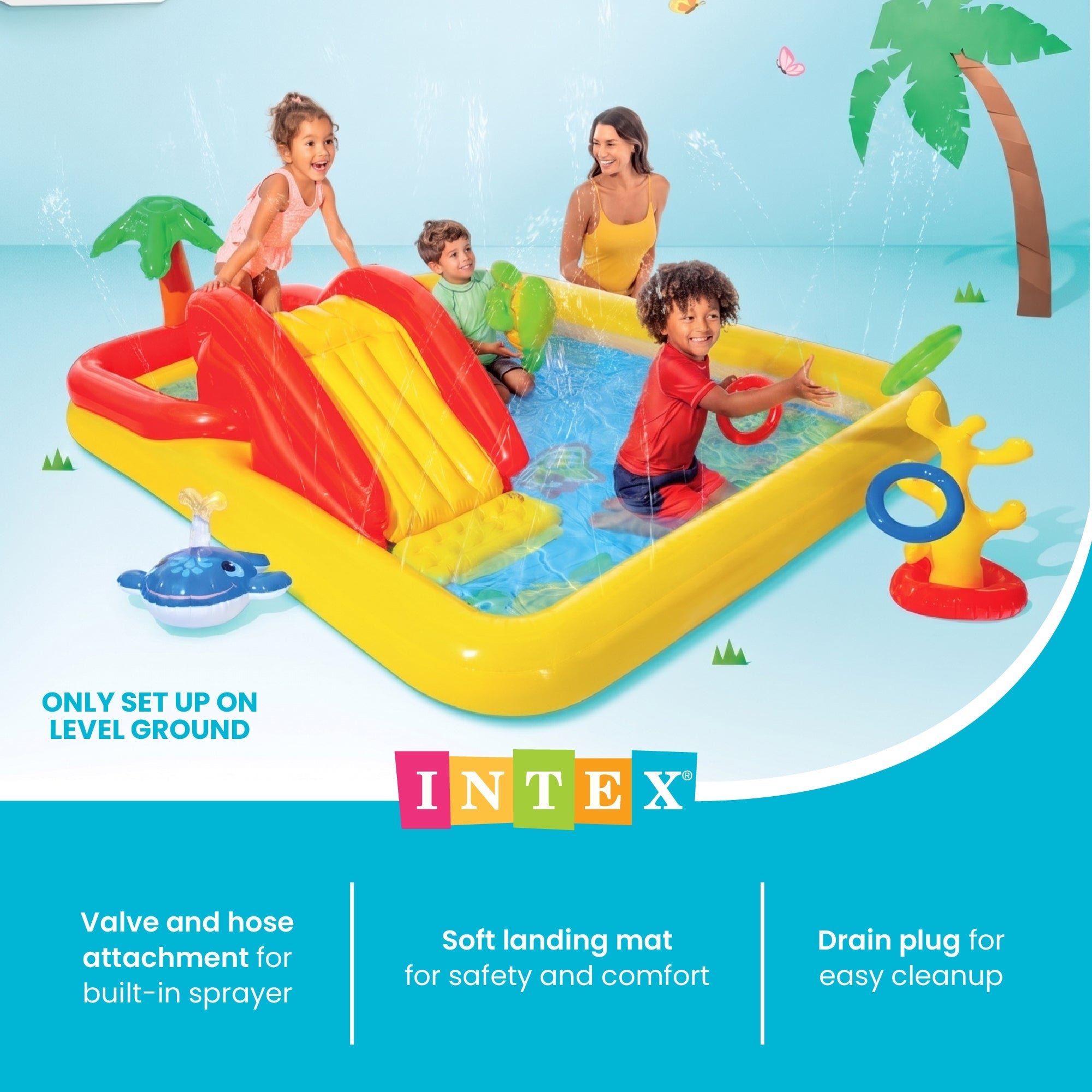 Intex 100"x77" Inflatable Ocean Play Center Backyard Toddler Kiddie Pool & Games — image 5