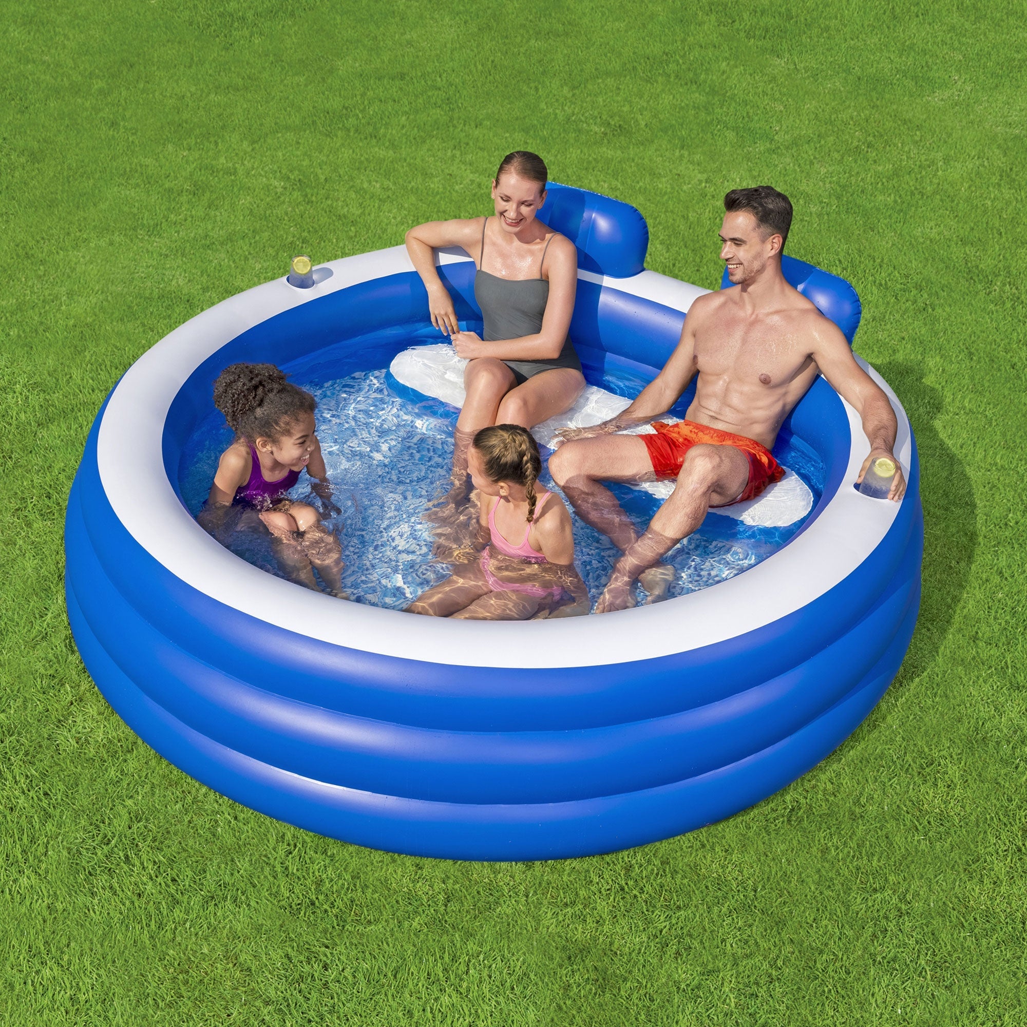 H2OGO! Splash Paradise Inflatable Family Pool with Headrests,  7'7" x 7'2" x 31" — image 2