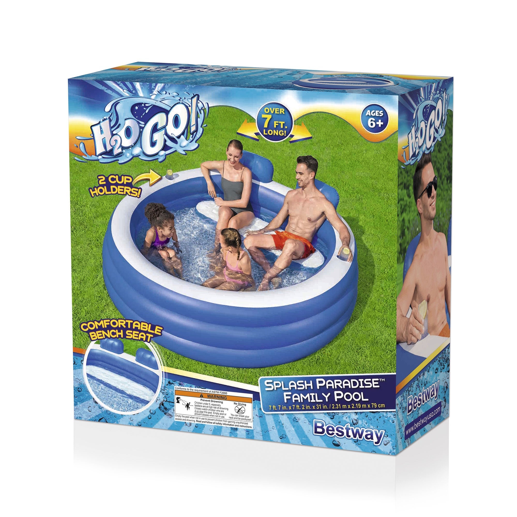 H2OGO! Splash Paradise Inflatable Family Pool with Headrests,  7'7" x 7'2" x 31" — image 10