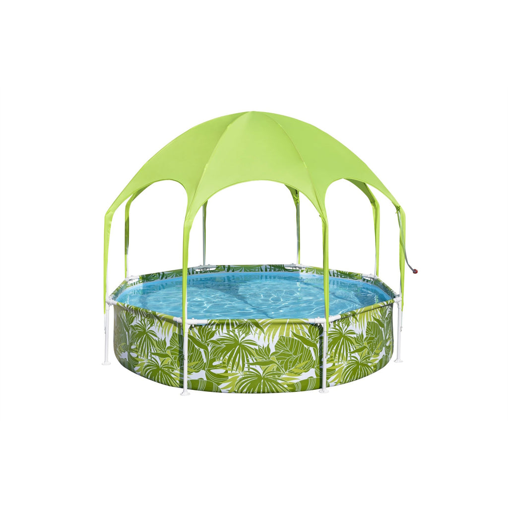 H2OGO! Kids Splash-in-Shade Round Above Ground Pool with Canopy Sunshade, Green — image 1