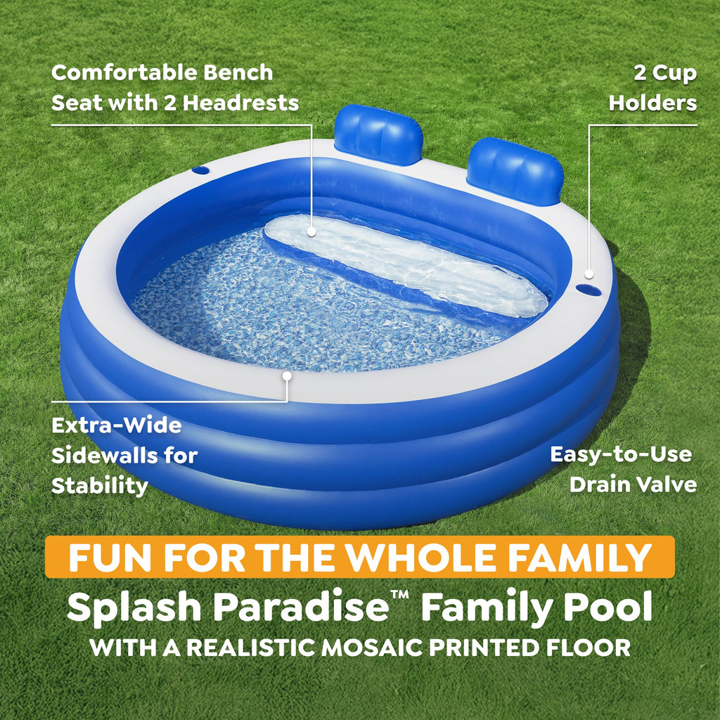 H2OGO! Splash Paradise Inflatable Family Pool with Headrests,  7'7" x 7'2" x 31" — image 4