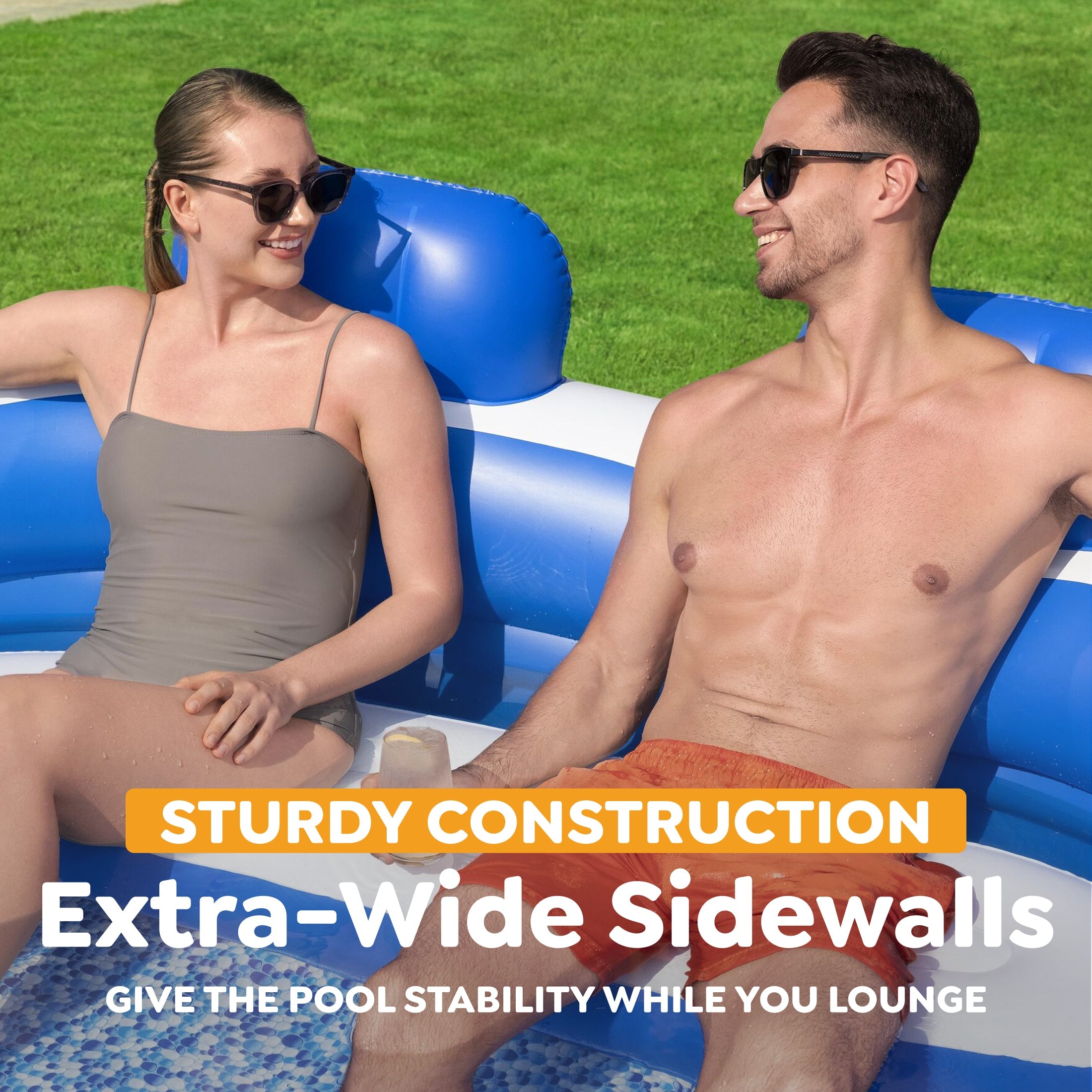 H2OGO! Splash Paradise Inflatable Family Pool with Headrests,  7'7" x 7'2" x 31" — image 7