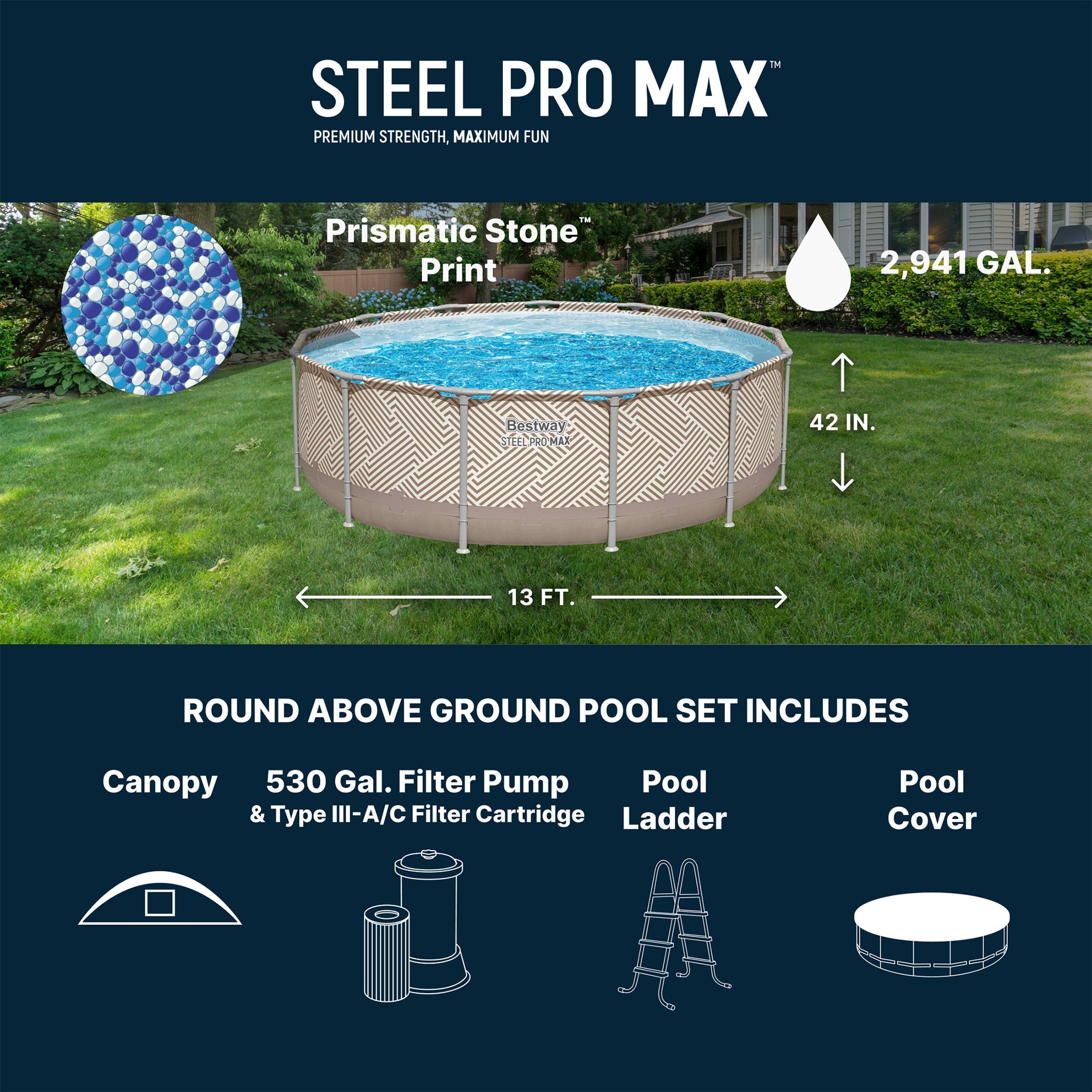 Bestway Steel Pro MAX 13' x 42" Round Above Ground Pool Set with Canopy & Ladder — image 3